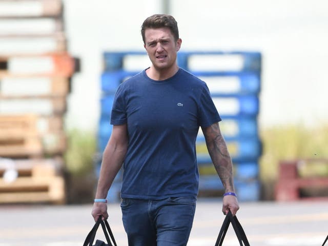 Tommy Robinson, real name Stephen Yaxley-Lennon, leaving HMP Onley near Rugby on 1 August 2018