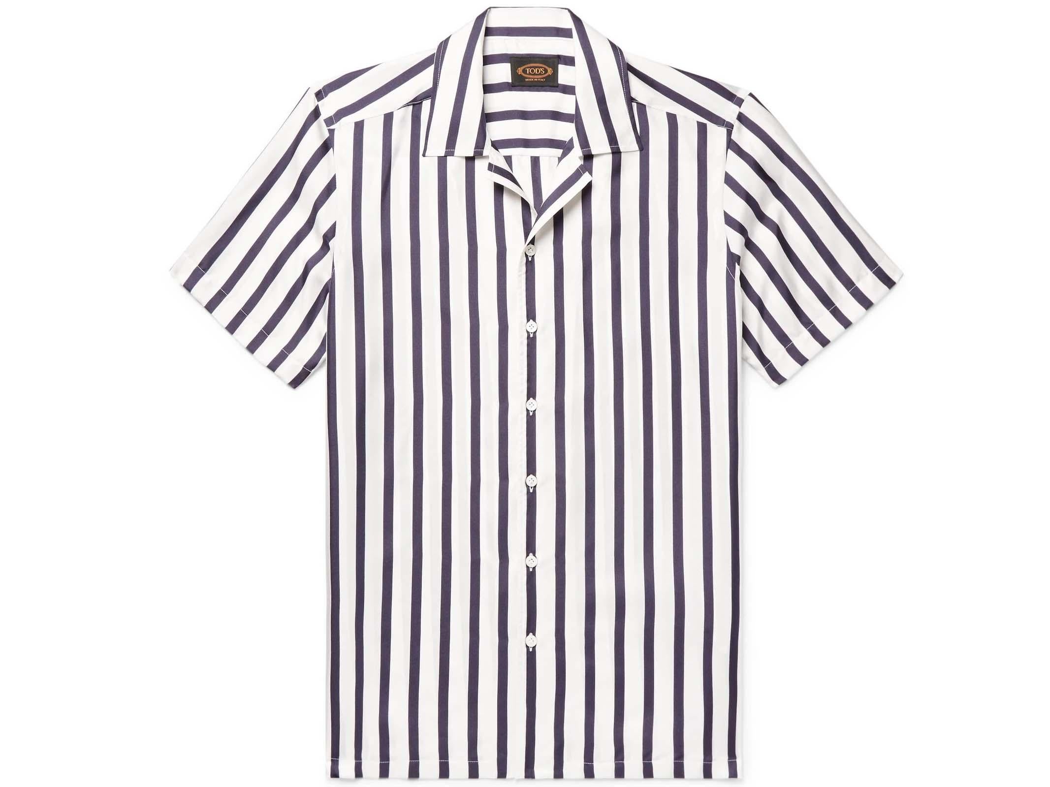 Tod’s, Camp-Collar Striped Silk-Twill Shirt, £280, Mr Porter