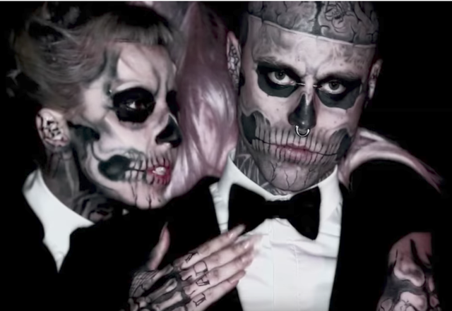 Rick Genest (left) who starred in Lady Gaga's video for 'Born This Way', has been found dead aged 32