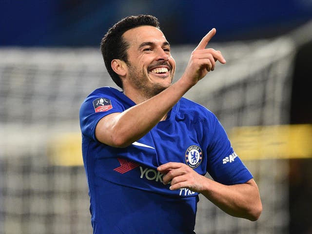 Pedro celebrates scoring