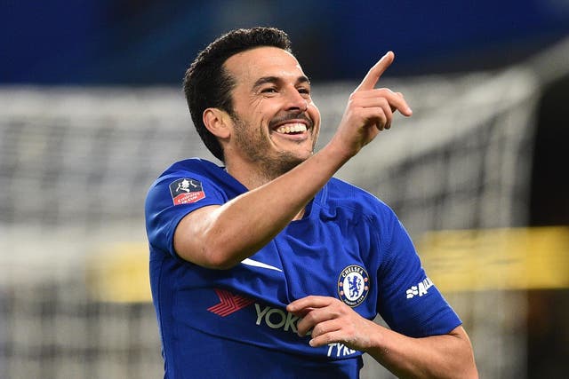 Pedro celebrates scoring