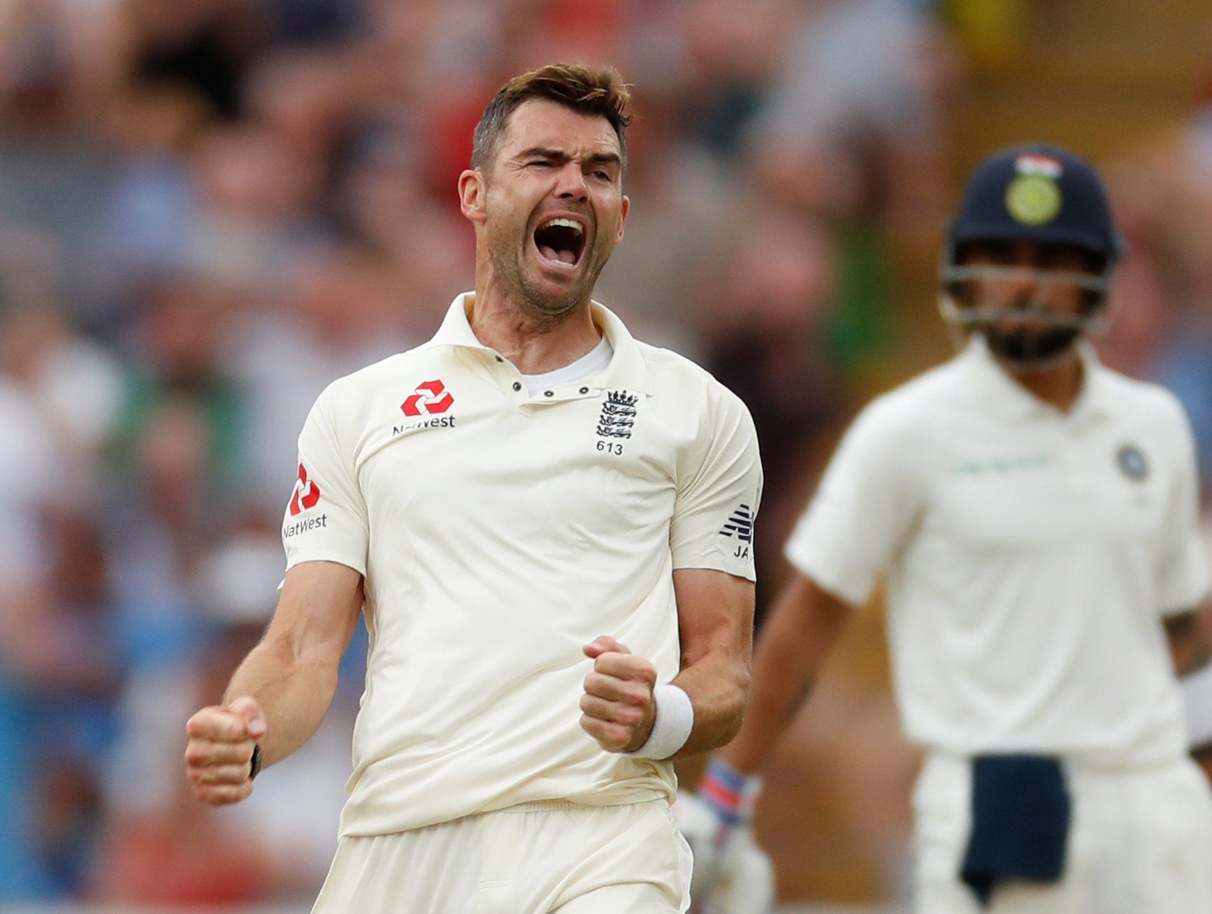 James Anderson celebrates the wicket of Ravi Ashwin