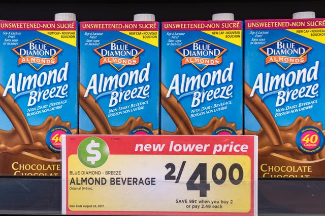 Blue Diamond almond breeze beverage tetra packs on sale in Canada