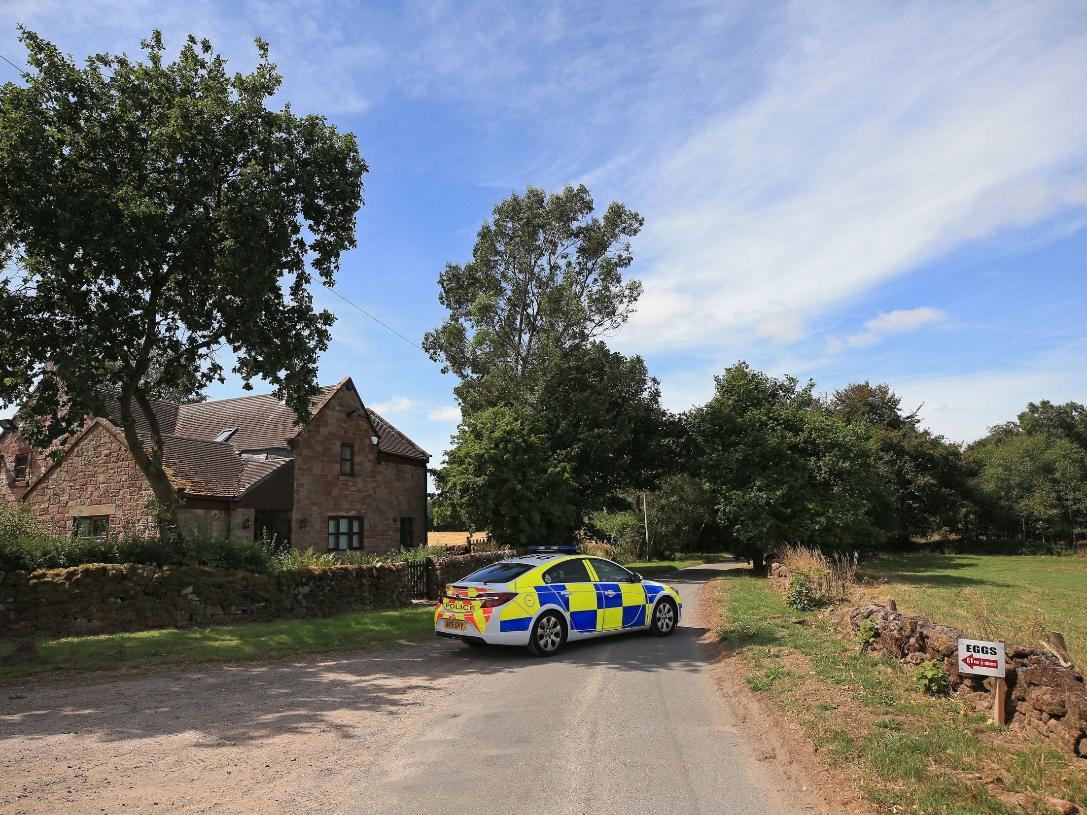 Specialist teams have cordoned off a section of land in Caverswall, six miles outside Stoke-on-Trent