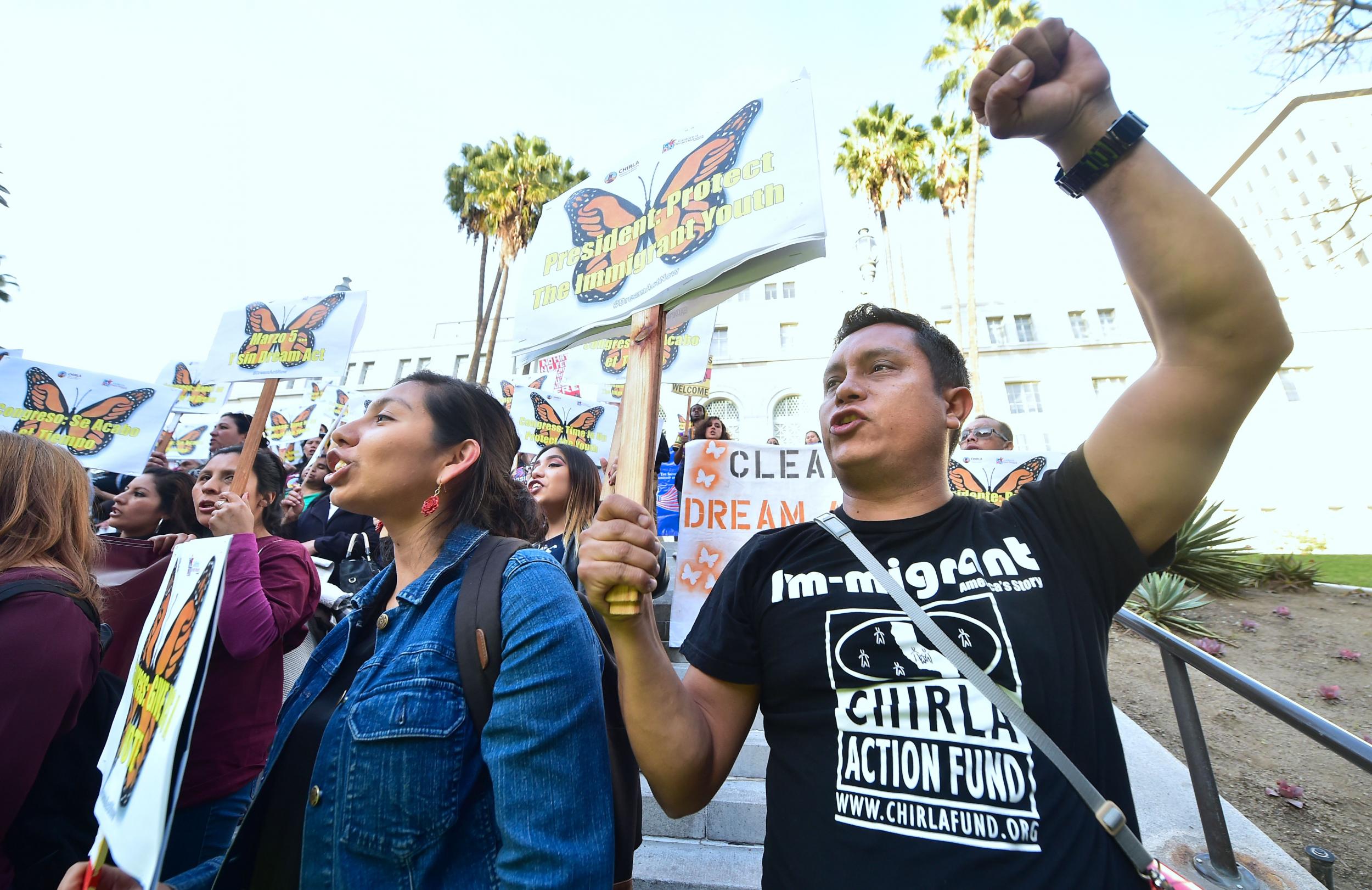 Dreamers and advocates attend a rally in support of a Clean Dream Act in Los Angeles