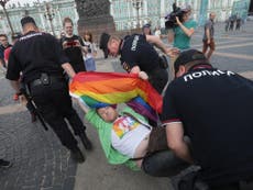 Russian police arrest 25 gay rights activists at Pride rally