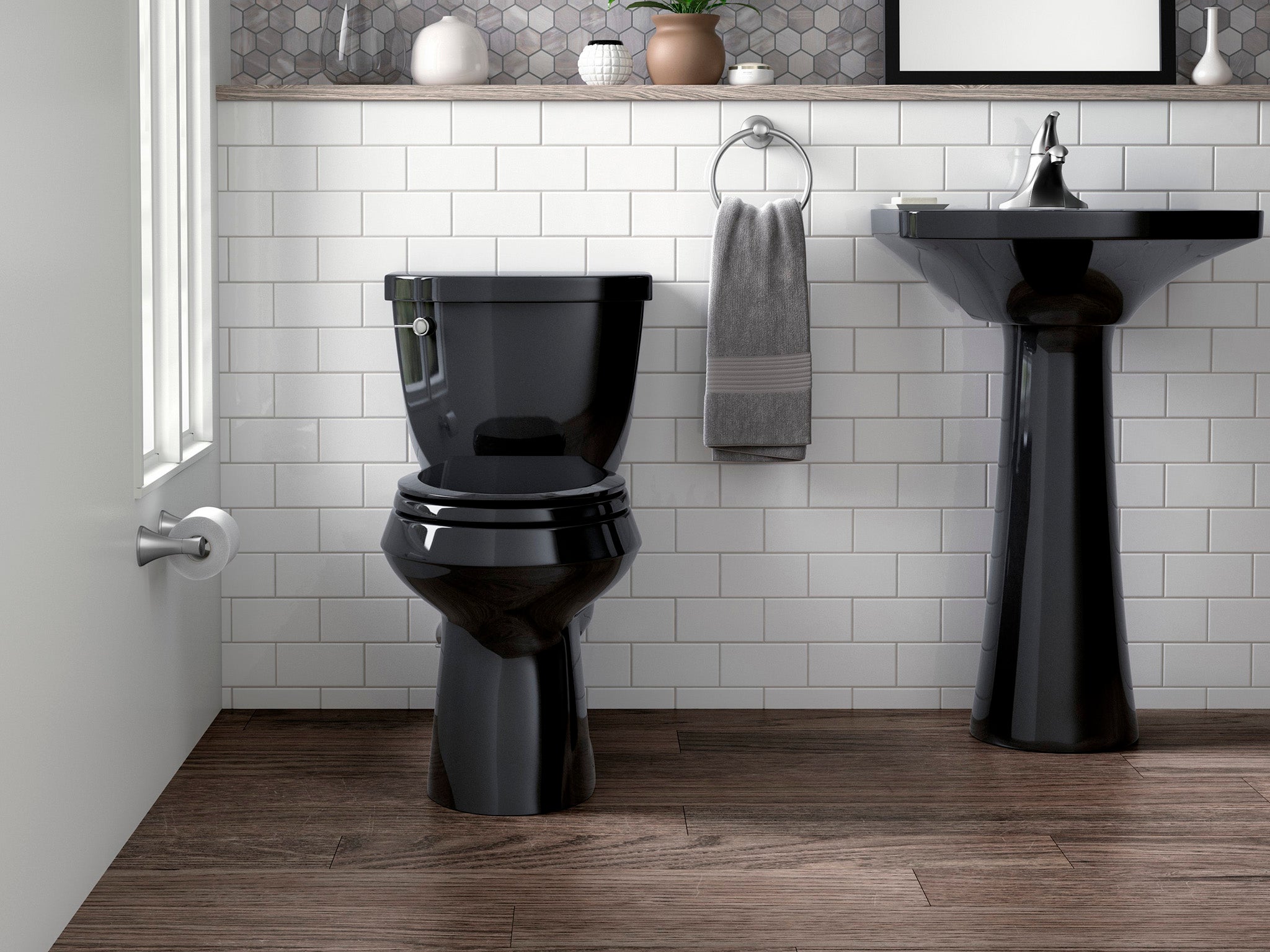 The black  toilet  An unconventional bathroom accessory 