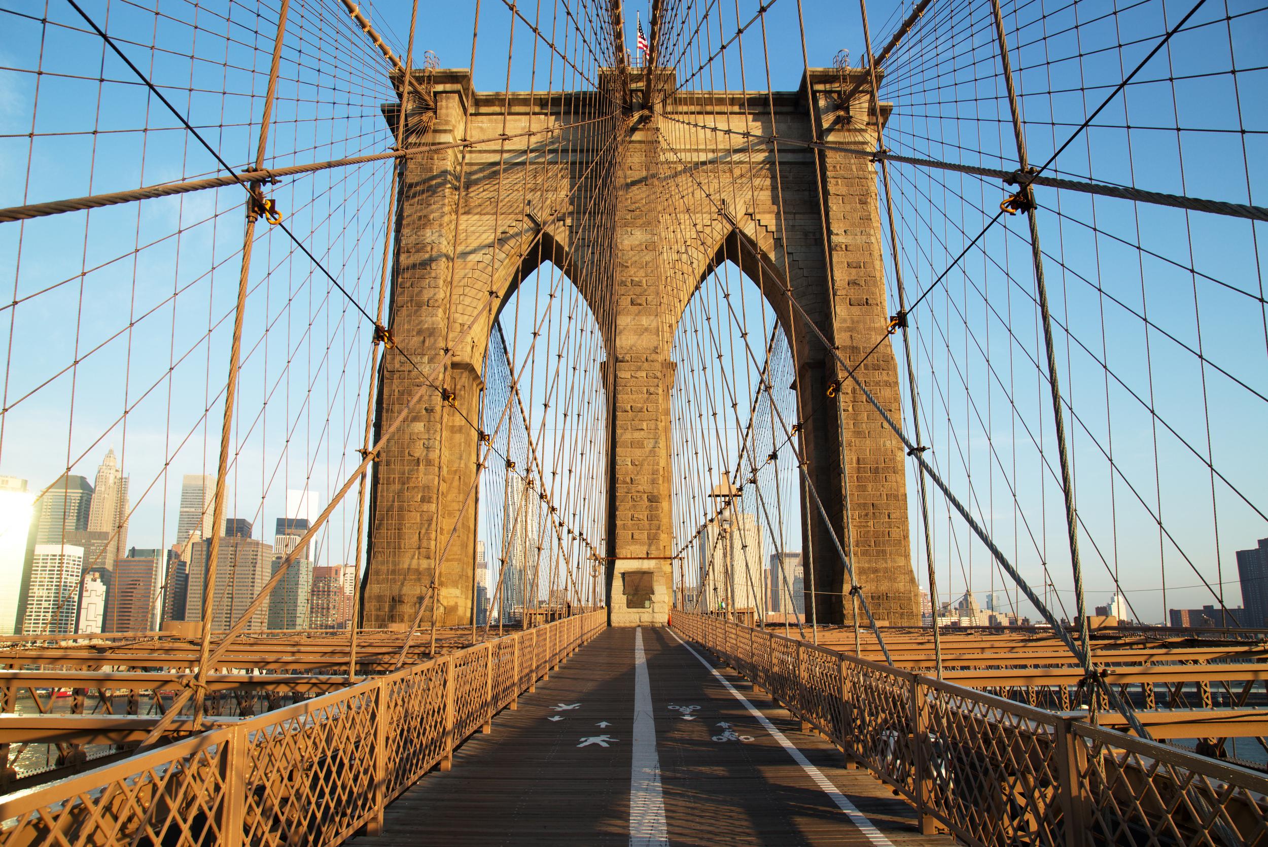 Brooklyn Bridge was opened in 1883, connecting the two cities of Brooklyn and New York