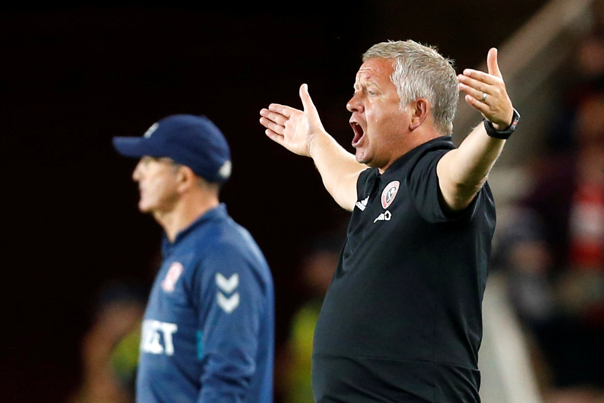 Chris Wilder gesticulates on the touchline