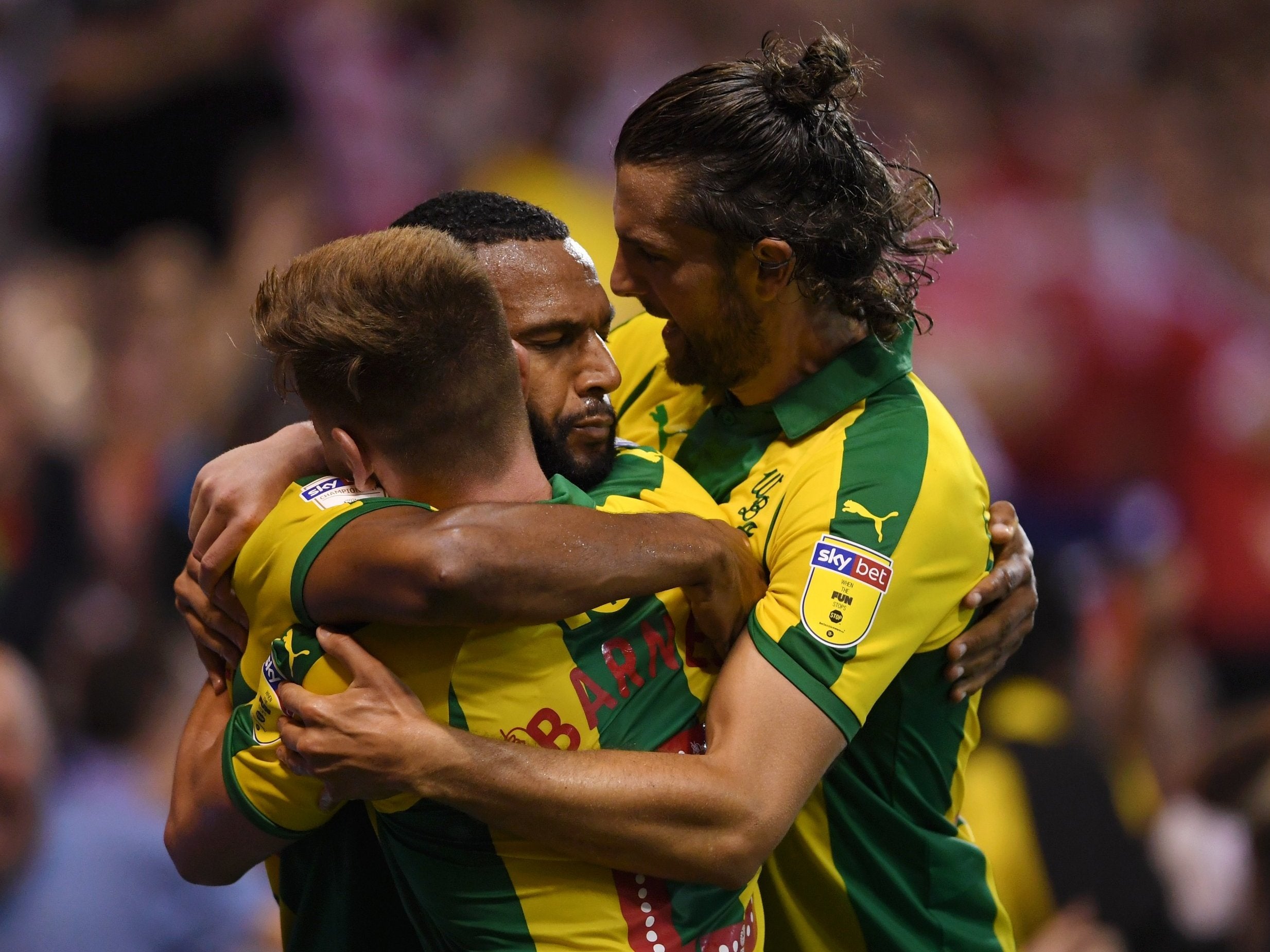 West Brom celebrate Matt Phillips’s late equaliser