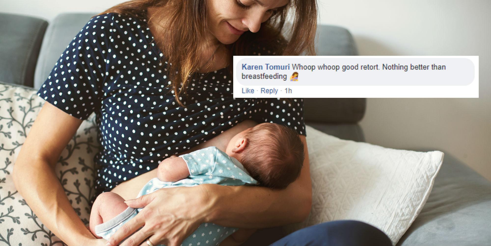 Woman told to 'cover up' while breastfeeding has the best possible