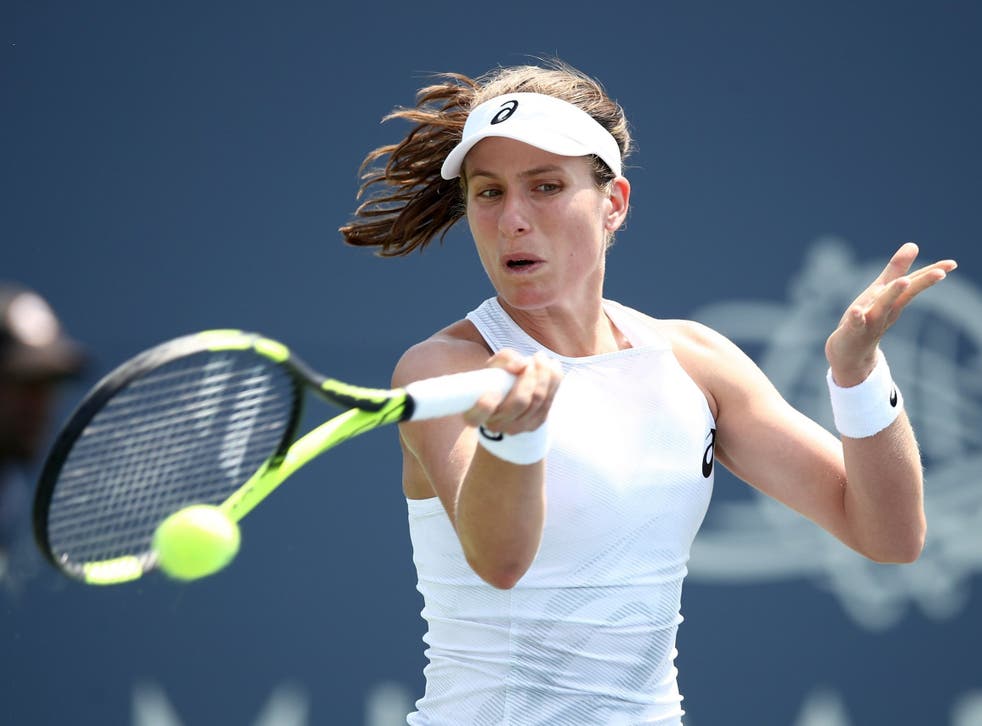 Johanna Konta beat Jelena Ostapenko to reach the second round of the Rogers Cup