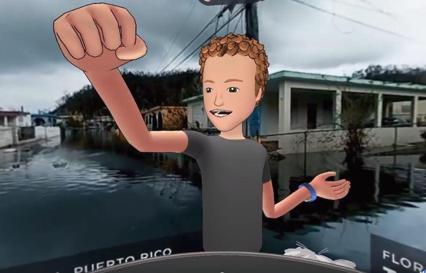 A VR avatar of Facebook founder Mark Zuckerberg appeared in hurricane-hit Puerto Rico last October