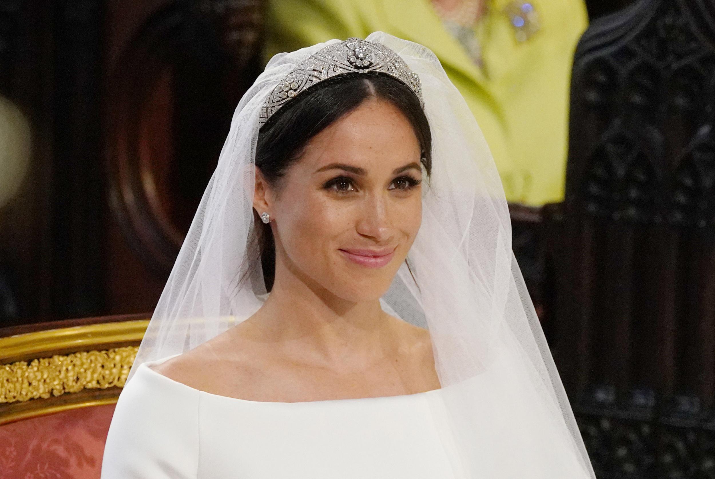 Markle showed off her freckles on her wedding day (Getty)