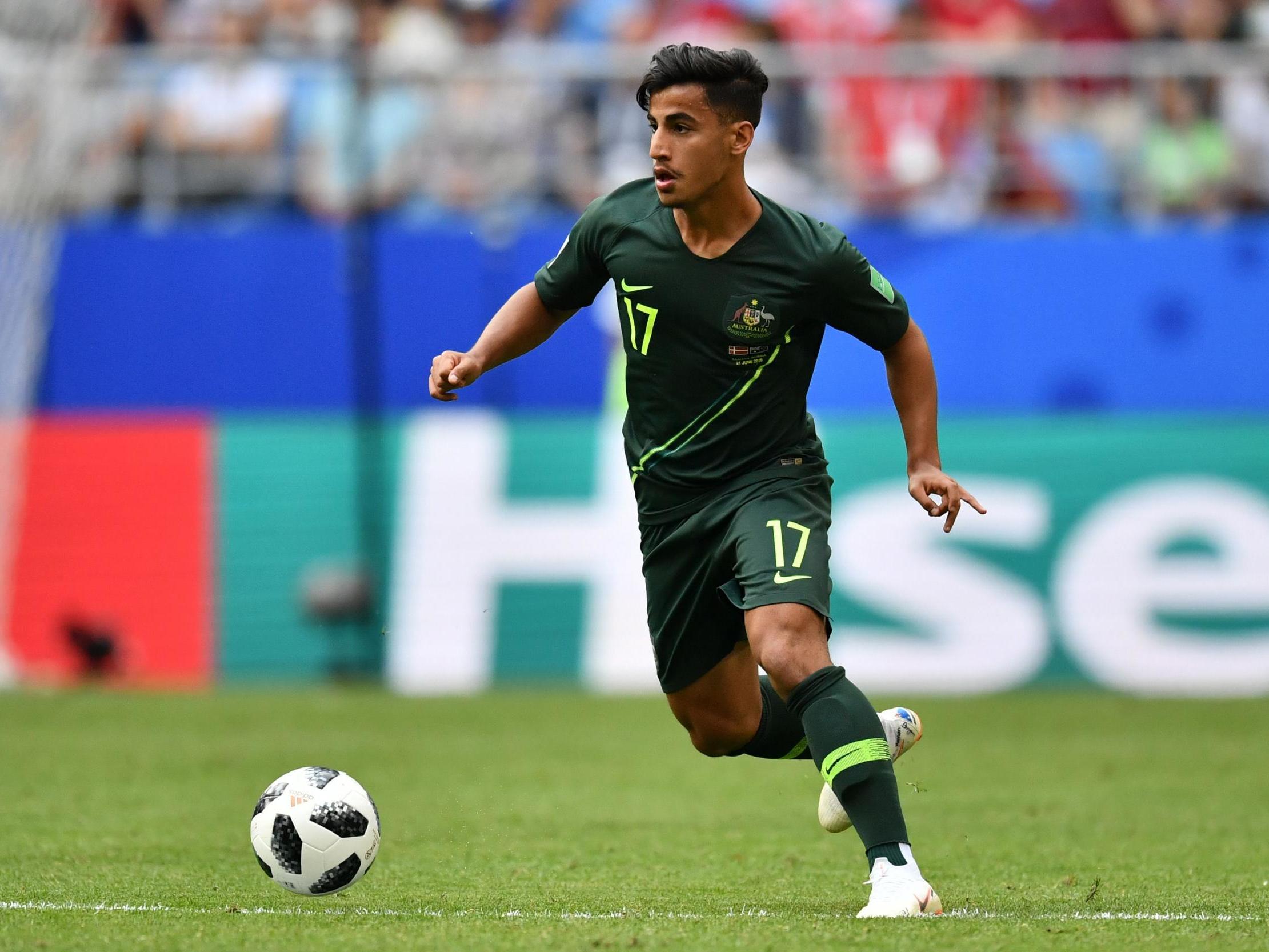 Daniel Arzani in action for Australia at the World Cup