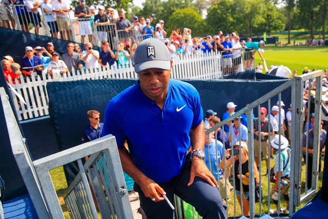 Tiger Woods plays alongside Justin Thomas and Rory McIlroy on day one at the PGA Championship