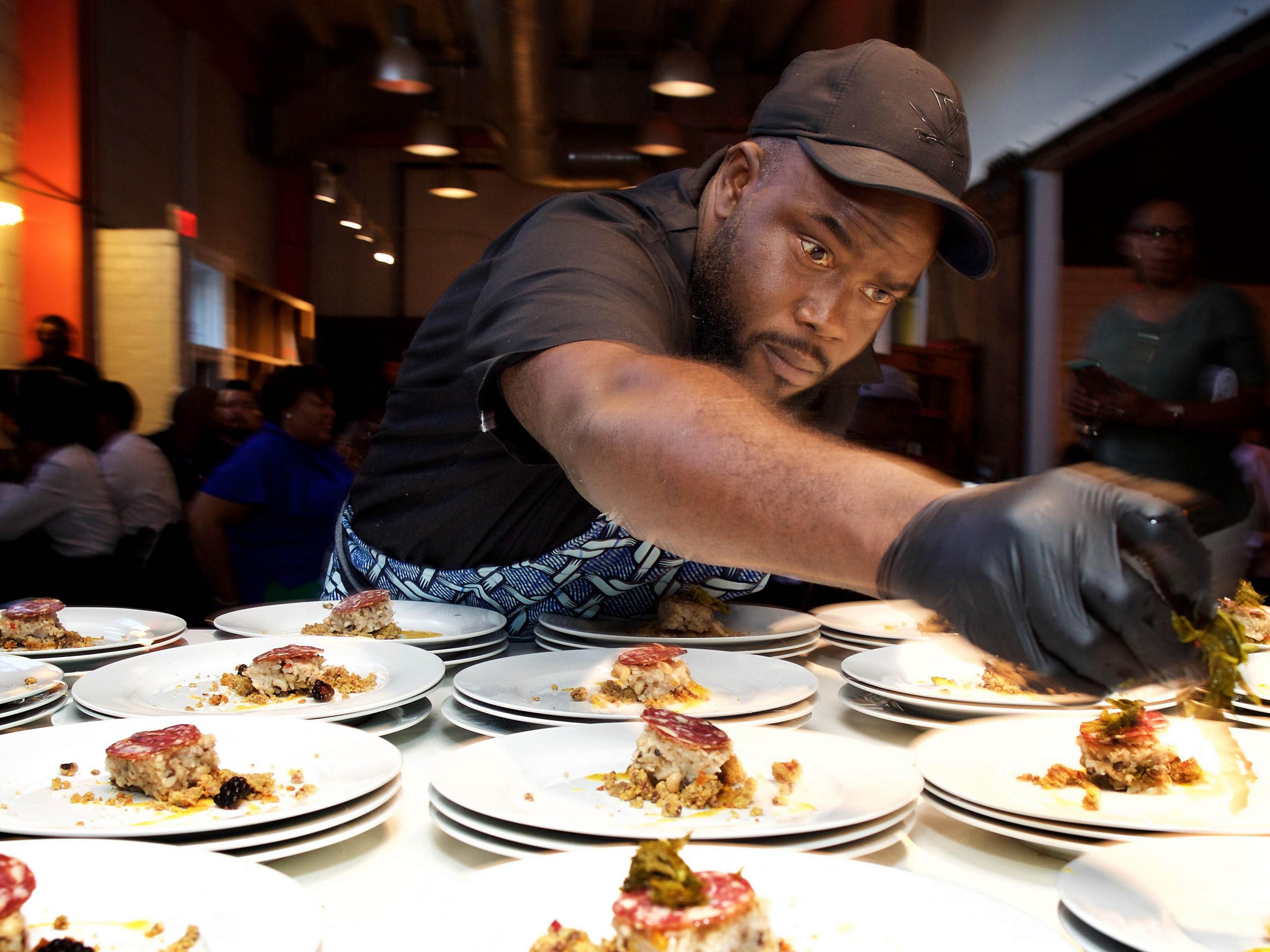 black chef cooking