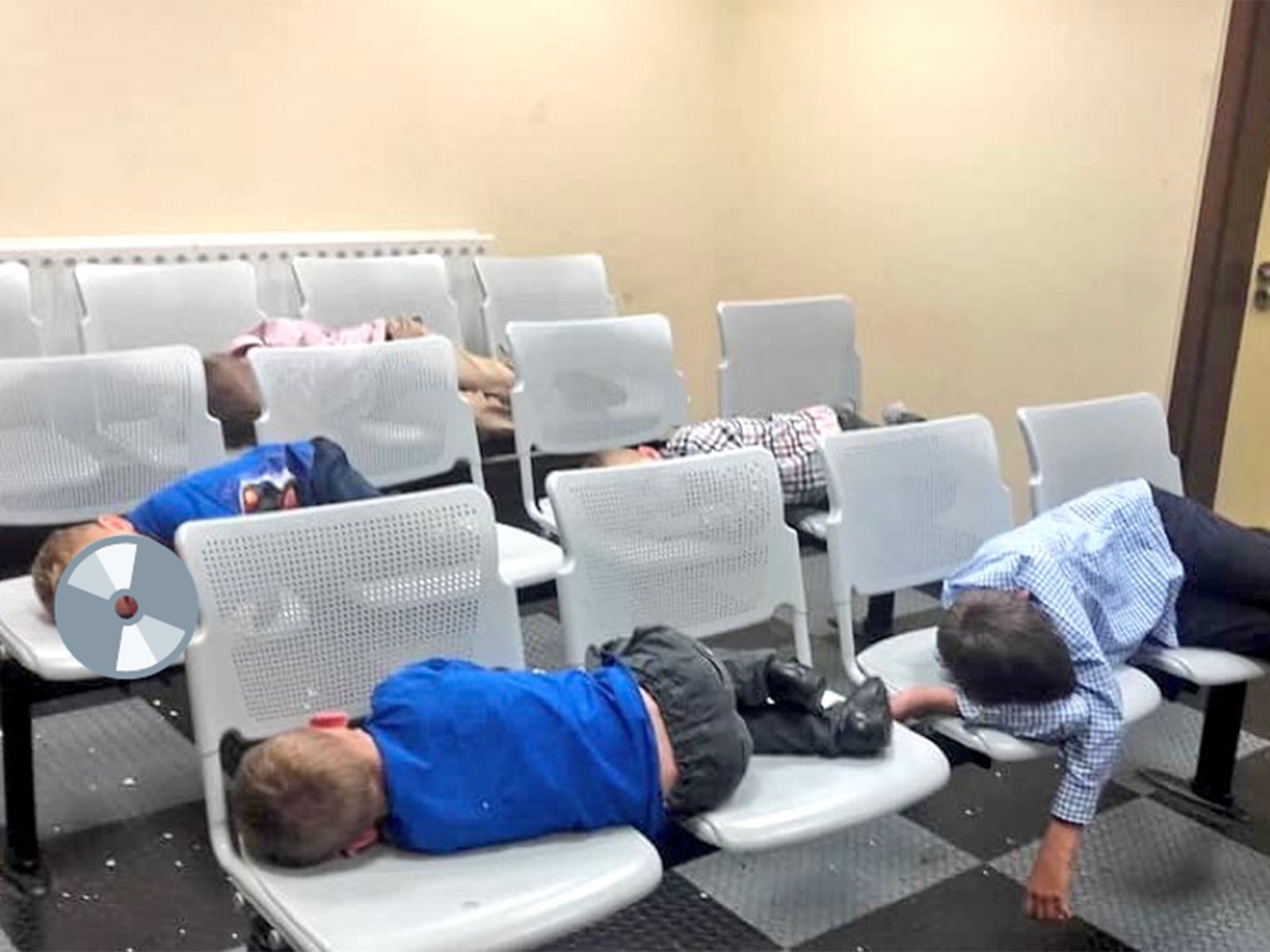 The photo of the children sleeping at Tallaght Garda Station has been widely shared online.