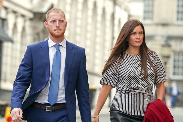 England cricketer Ben Stokes arrives at Bristol Crown Court with his wife Clare