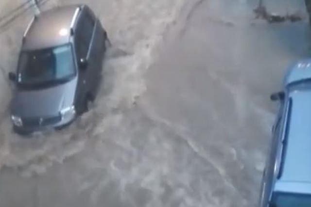 Video captured by Gwendolina Ardit shows cars engulfed in floodwaters in southern France
