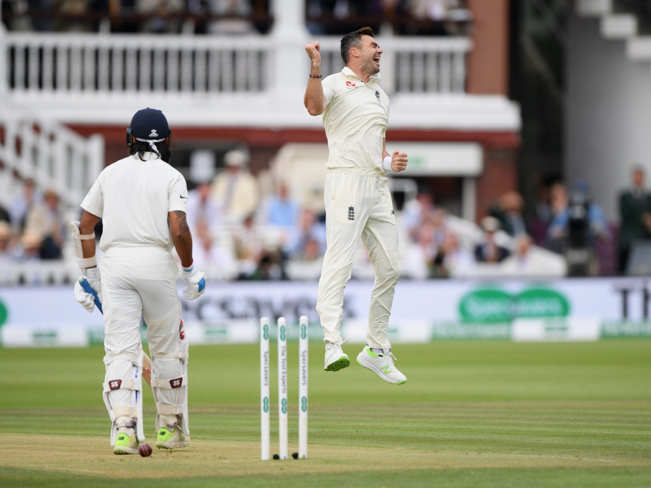 James Anderson celebrates bowling Murali Vijay