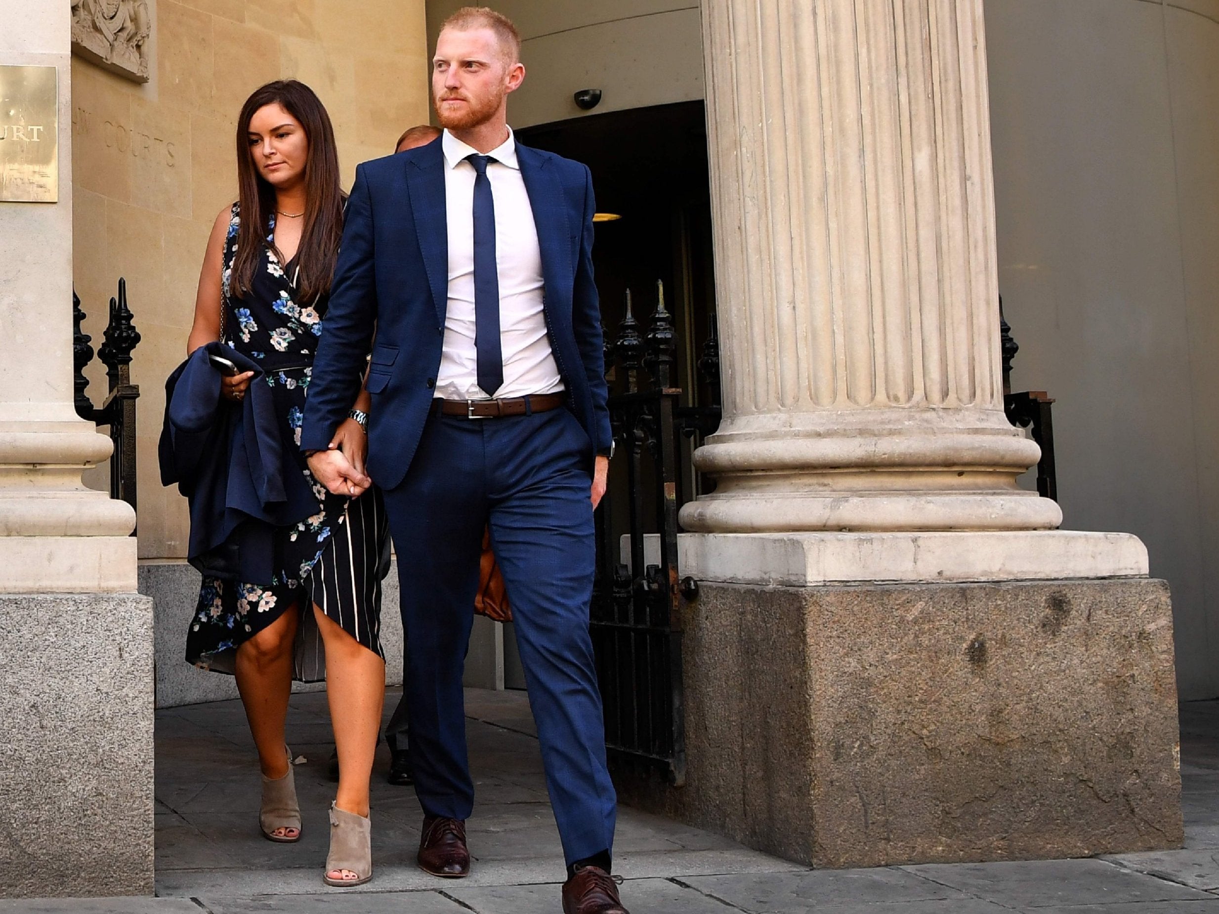 Ben Stokes leaves Bristol Crown Court with his wife Clare