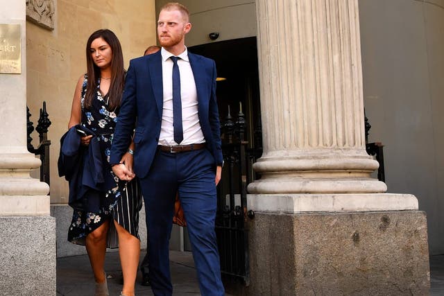 Ben Stokes leaves Bristol Crown Court with his wife Clare
