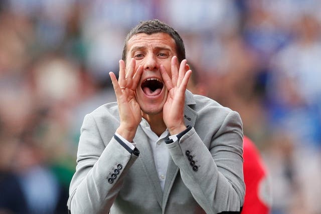 Javi Gracia encourages his side from the sideline at Vicarage Road