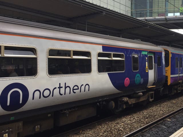 A Northern train at Liverpool South Parkway station