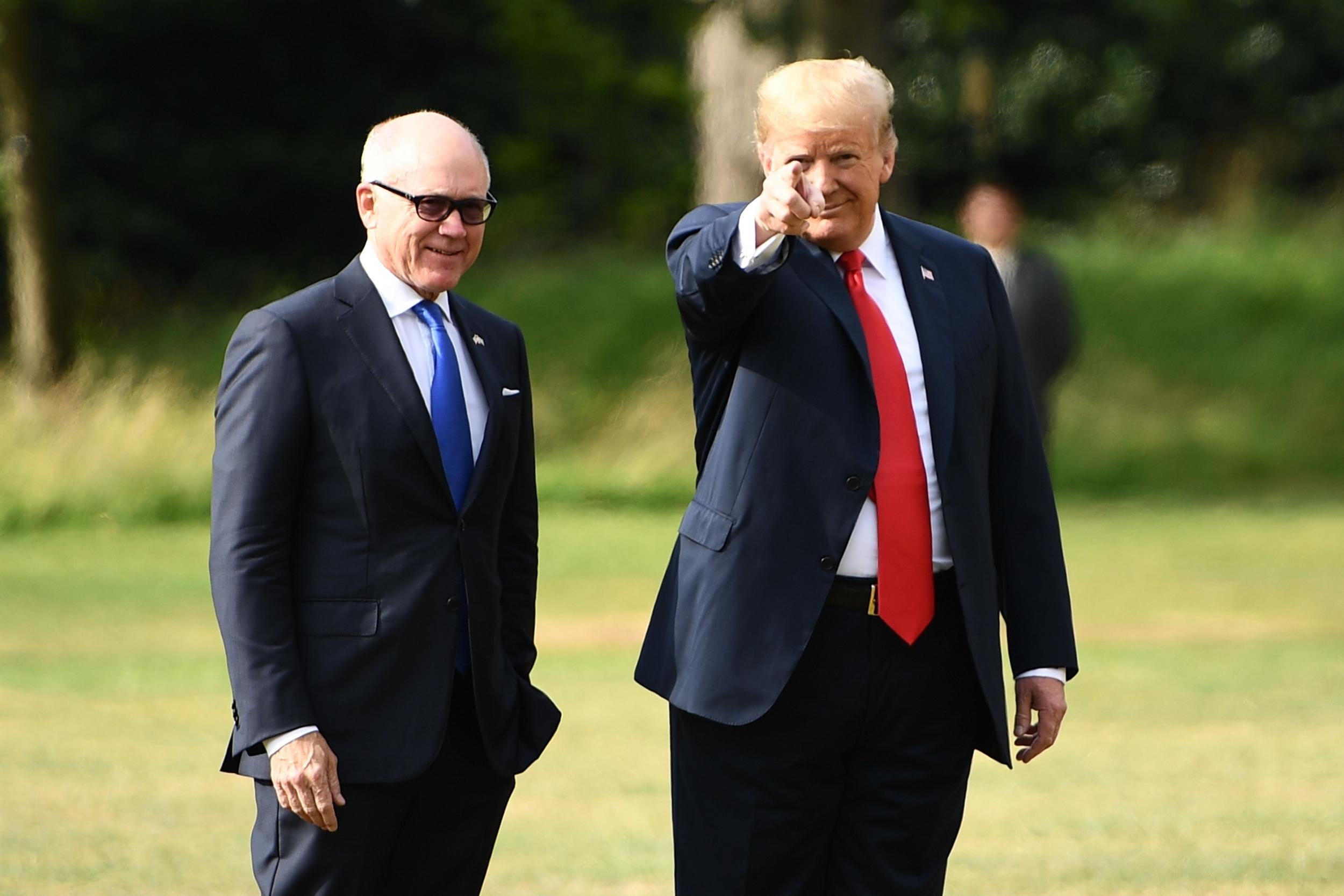 US ambassador Woody Johnson with Donald Trump during his UK visit in July