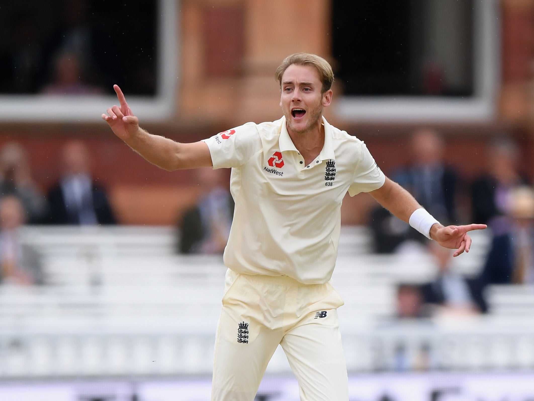 Stuart Broad in action during the second Test against India (Getty )