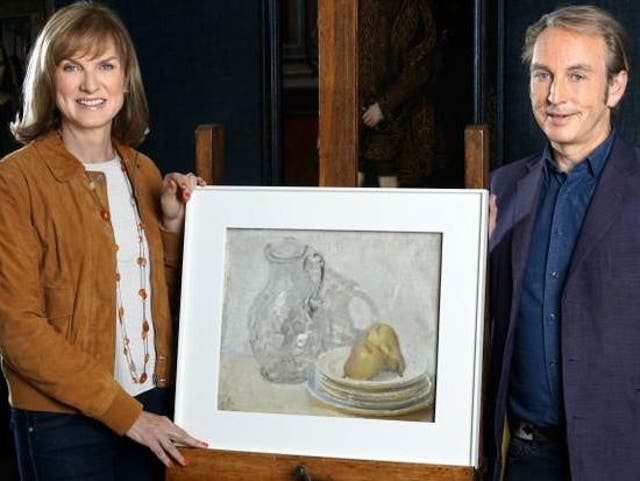 Fake or Fortune? presenters Fiona Bruce and Philip Mould with the controversial painting