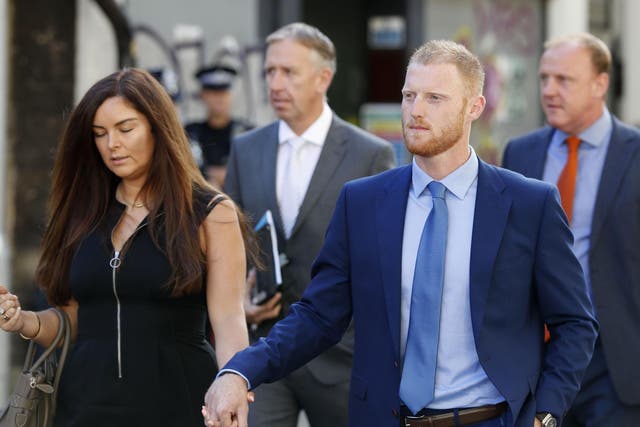 England cricketer Ben Stokes and his wife Clare arrive at Bristol Crown Court in Bristol, south-west England to attend a hearing in his trial on charges of affray