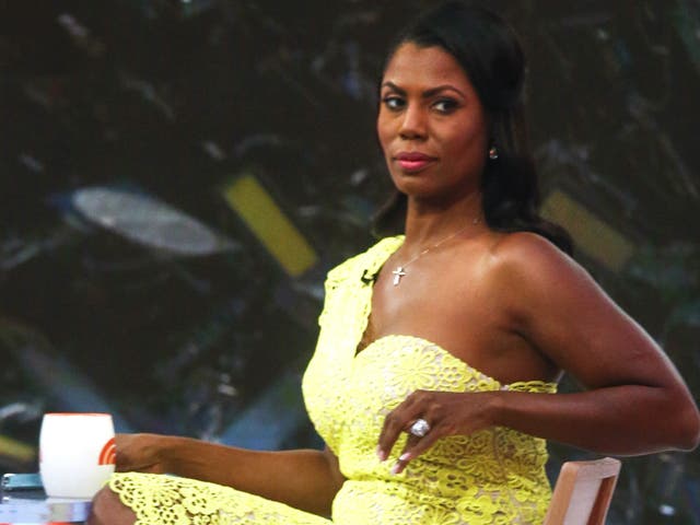 Omarosa Manigualt-Newman waits to promote her new book, titled "Unhinged," on The 'Today Show' 13 August 2018.