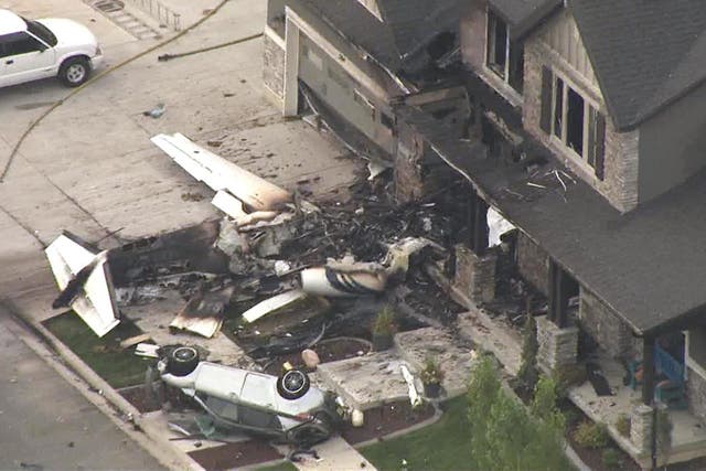 The scene after Duane Youd crashed a plane into his own home in Payson, Utah