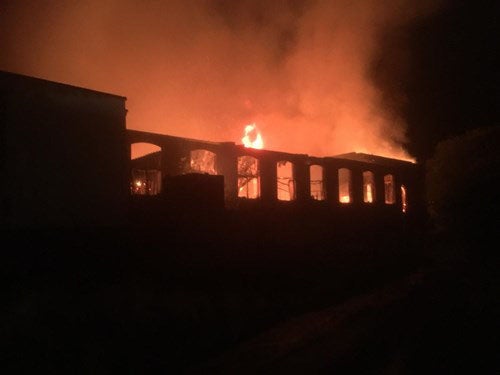 Pictures showed the building engulfed in flames
