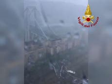 Aerial footage shows devastating aftermath of Italy bridge collapse