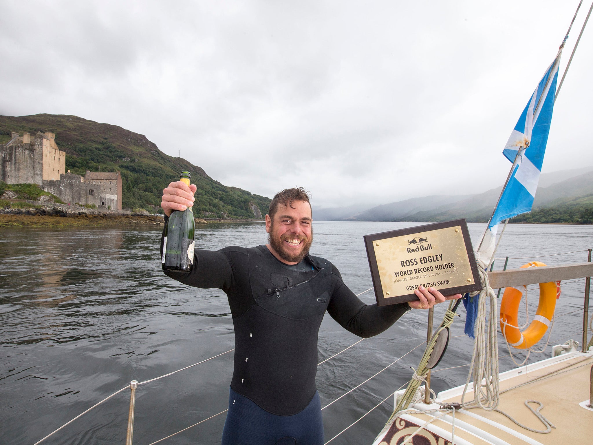 Mr Edgley, who is now on the west coast of Scotland, thinks he has swum around 1000 miles so far