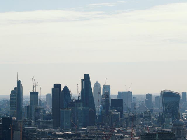 A view of the City of London and Canary Wharf
