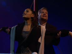 Ariana Grande and James Corden perform hit-filled version of Titanic