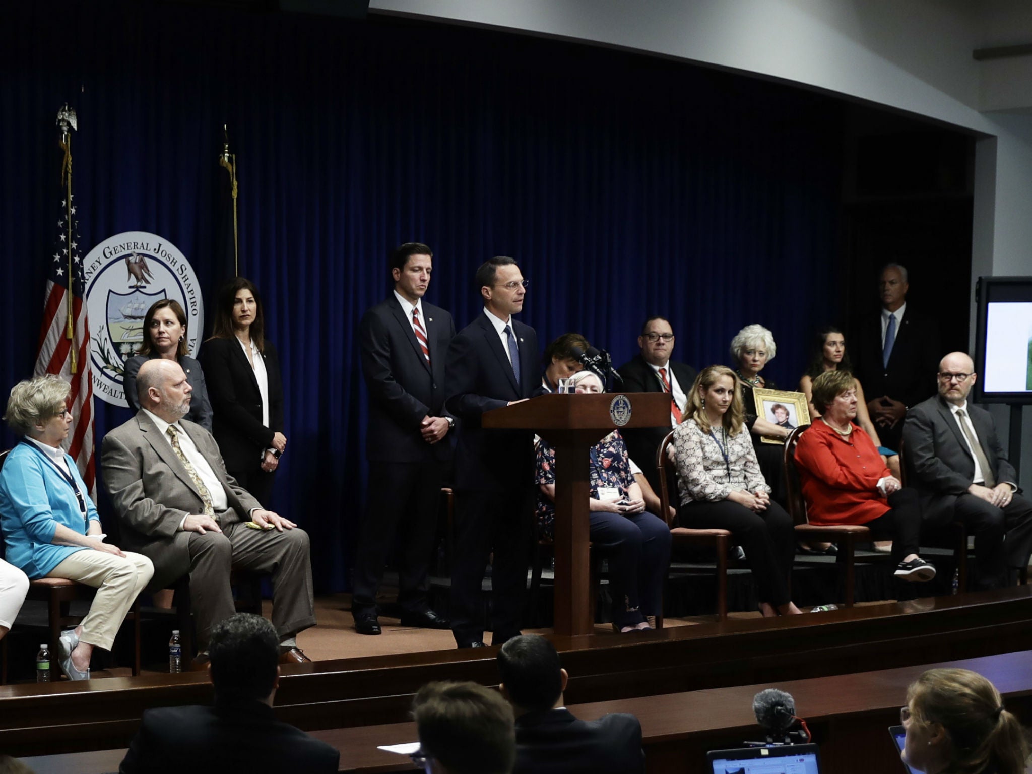 Pennsylvania Attorney General Josh Shapiro announces the Grand Jury report