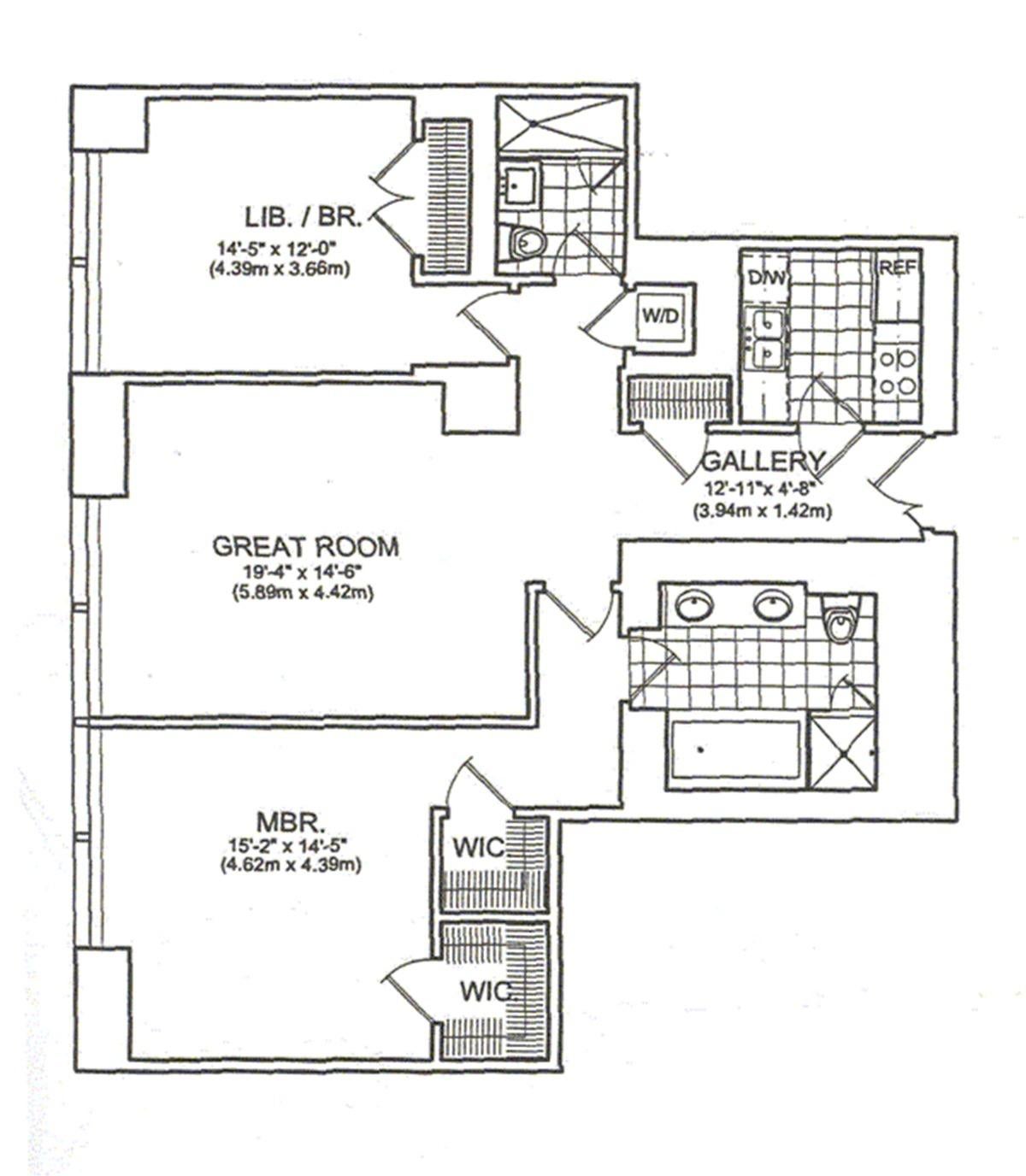 The apartment has two bedrooms and two baths (Douglas Elliman / Streeteasy)