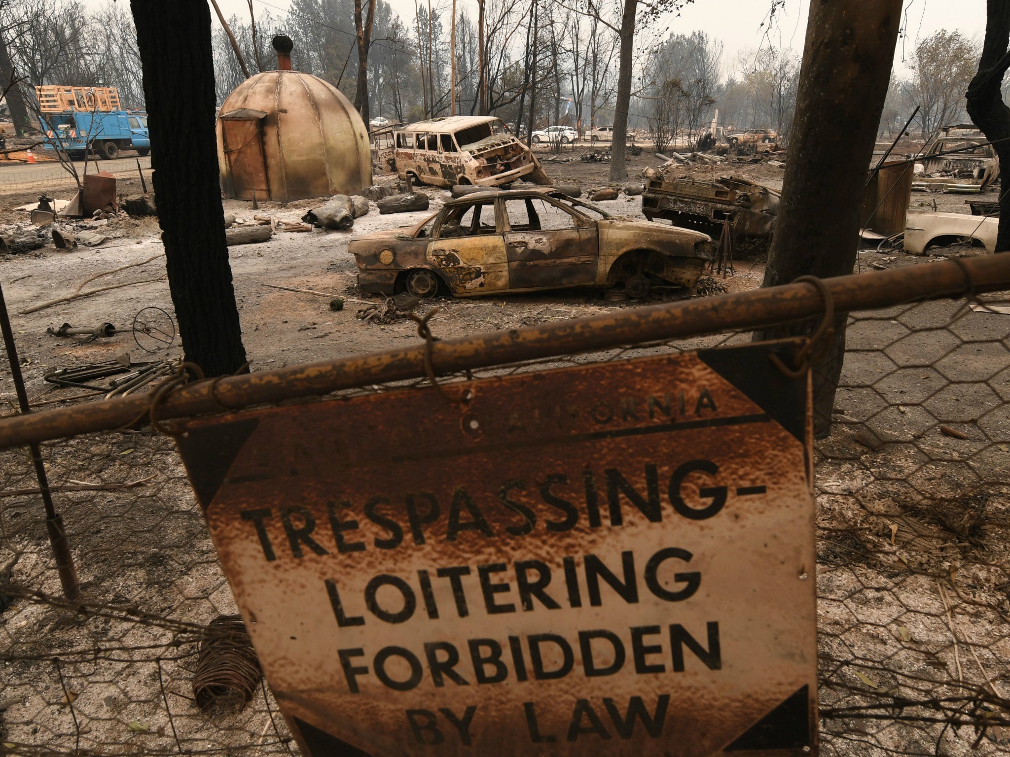 Burned house and cars in the Keswick neighbourhood of Redding, California as a result of the Carr wildfire.