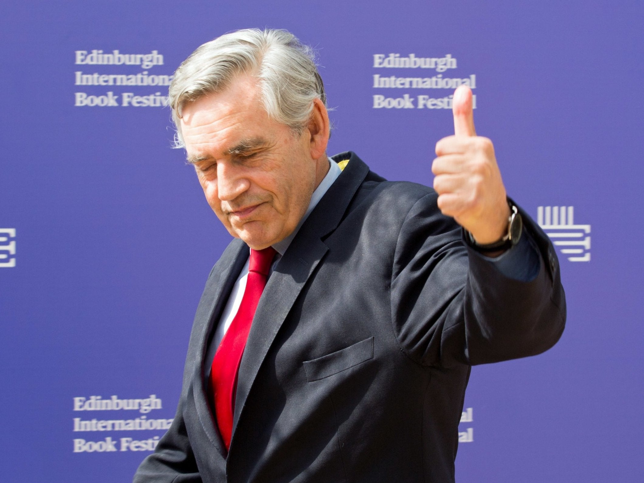 Former prime minister Gordon Brown appearing at the Edinburgh International Book Festival