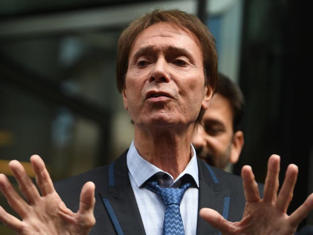 Sir Cliff Richard speaks outside the Rolls Building in London where he was awarded more than £200,000 in damages