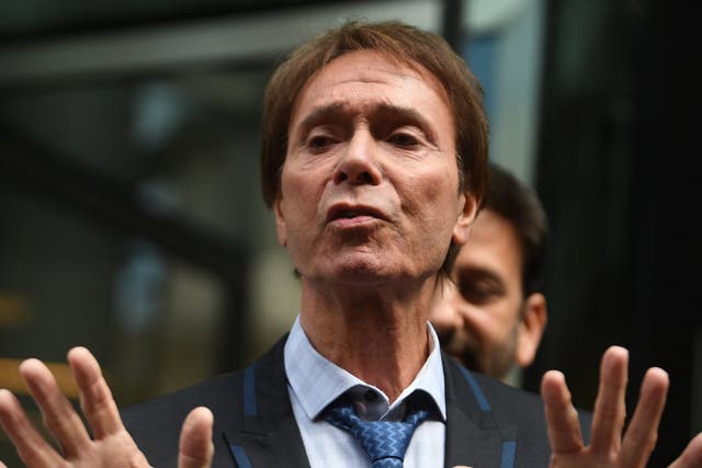 Sir Cliff Richard speaks outside the Rolls Building in London where he was awarded more than £200,000 in damages