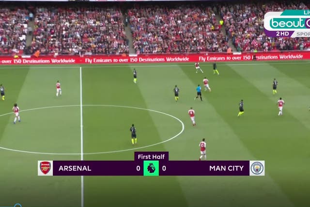 A still of the Premier League game between Arsenal and Manchester City that was pirated by BeoutQ