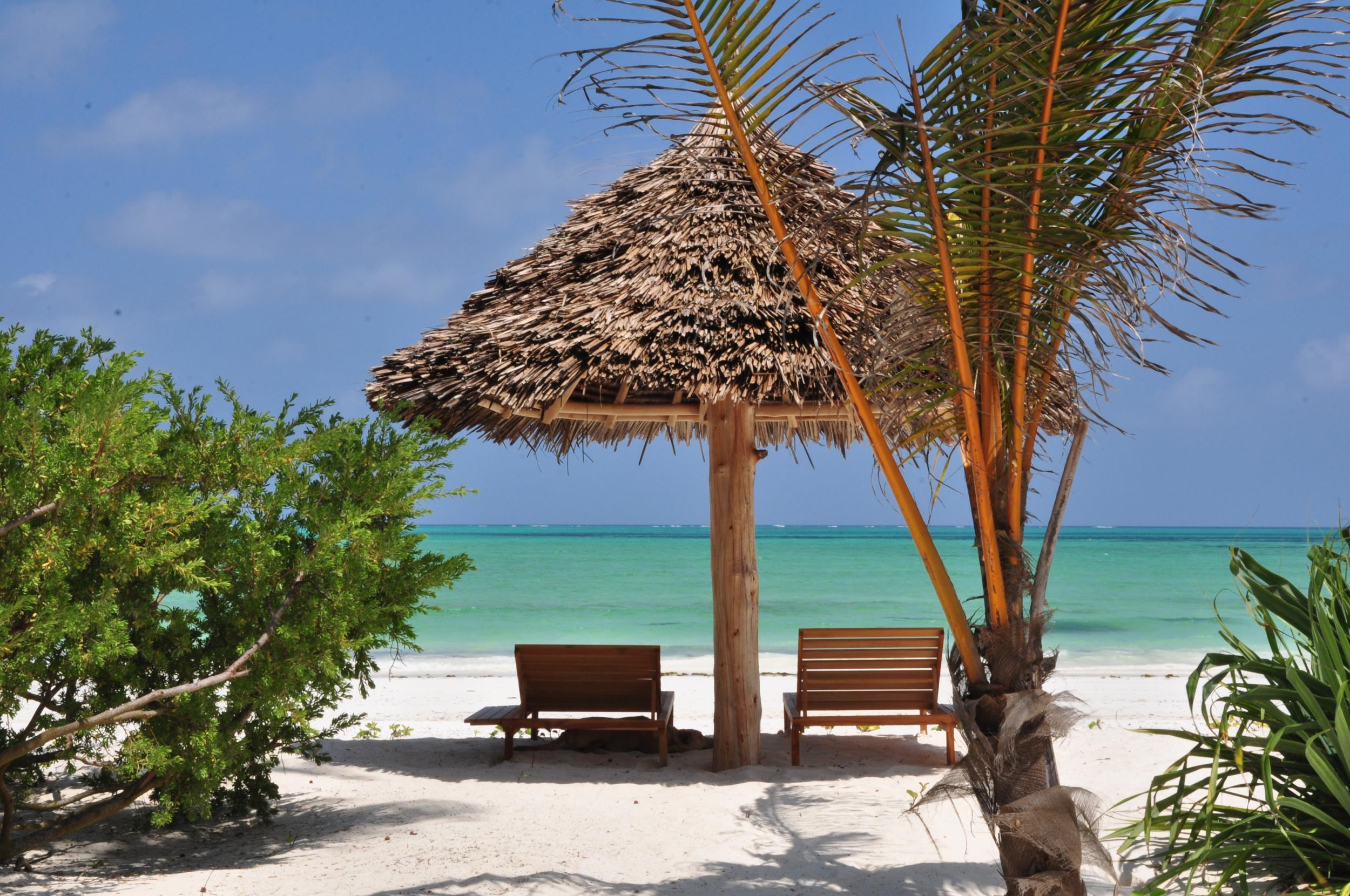 The hotel overlooks the Indian Ocean