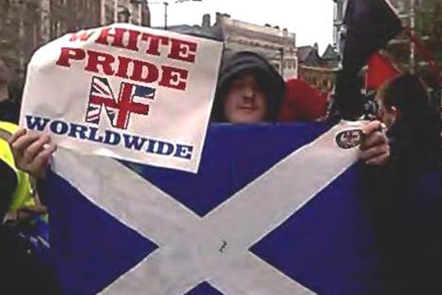 Peter Morgan at the 2015 White Pride Worldwide Rally in Manchester