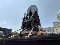 Satanic temple sparks uproar by unveiling goat-headed Baphomet statue